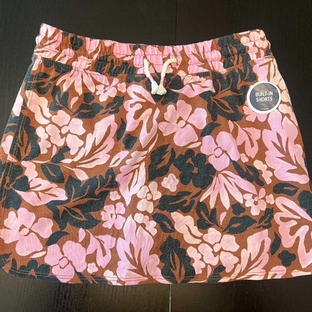 NWT OshKosh B'Gosh Girls Size 12 Skirt Skort Pink/Brown/Black Floral